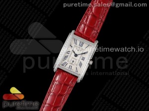 DolceVita 23mm Ladies Watch 8848F 1:1 Best Edition White Dial on Red Leather Strap Swiss Quartz