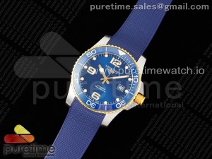Conquest SS/YG Blue Ceramic Bezel SS ZF 1:1 Best Edition Blue Dial on Blue Rubber Strap A2824