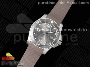 Conquest SS Gray Ceramic Bezel SS ZF 1:1 Best Edition Gray Dial on Brown Rubber Strap A2824