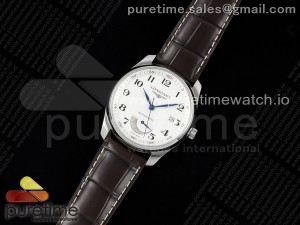 Master Power Reserve SS APSF 1:1 Best Edition White Dial on Brown Leather Strap AL602