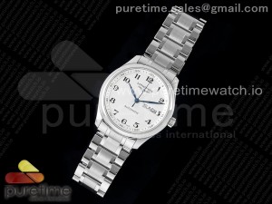 Master Day Date SS LGF 1:1 Best Edition White Textured Dial on SS Bracelet A2836 V2
