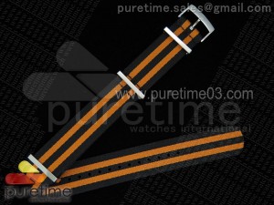 Black/Orange 22mm Width Nylon Strap