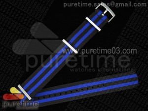 Black/Blue 22mm Width Nylon Strap