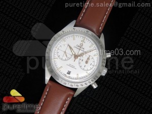 Speedmaster '57 Co-Axial OMF 1:1 Best Edition White/RG Dial on Brown Leather Strap A9300 (Black Balance Wheel)