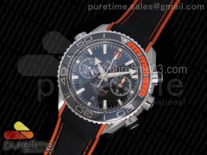 Planet Ocean Master Chronometer OMF SS Black/Orange Polished Bezel Black Dial on Black Nylon Strap A9900 (Black Balance Wheel)