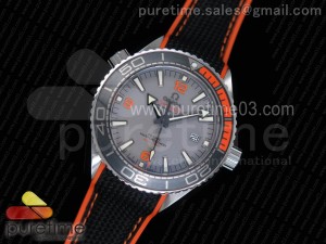 Planet Ocean 42mm SS OMF 1:1 Best Edition Black/Orange Bezel Gray Dial on Black Nylon Strap A8900 (Black Balance Wheel)