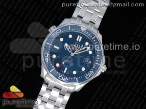 Seamaster 300M Chronometer SS Blue OMF 1:1 Best Edition on SS Bracelet A2824 (Black Balance Wheel) V2