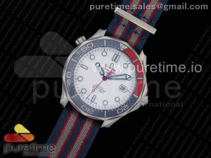 Seamaster Diver 300M SS "Commander's Watch" OMF Best Edition on Nylon Strap A2824 (Free SS Bracelet)