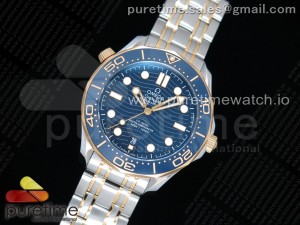 2018 Seamaster Diver 300M SS/YG OMF Best Edition Blue Ceramic Blue Dial on SS/YG Bracelet A8800 (Black Balance Wheel)
