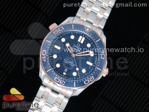 2018 Seamaster Diver 300M SS/RG OMF Best Edition Blue Ceramic Blue Dial on SS/RG Bracelet A8800 (Black Balance Wheel)