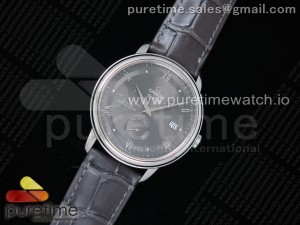 De Ville Prestige Real PR SS ZF 1:1 Best Edition Gray Dial on Gray Leather Strap MIYOTA 9015