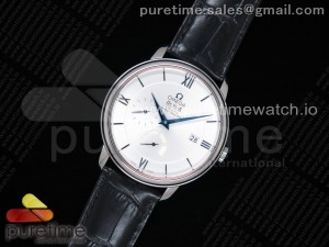De Ville Prestige Real PR SS ZF 1:1 Best Edition White Dial Blue Markers on Black Leather Strap MIYOTA 9015