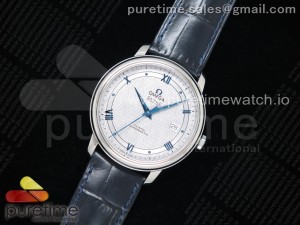 De Ville SS TWF 1:1 Best Edition White Dial Blue Markers on Blue Leather Strap A2824