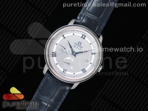 De Ville Prestige Real PR SS ZF 1:1 Best Edition Gray Dial Blue Markers on Blue Leather Strap MIYOTA 9015