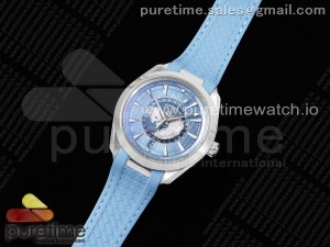 Aqua Terra GMT Worldtimer 43mm VSF 1:1 Best Edition Summer Blue Dial on Blue Rubber Strap A8938 Super Clone