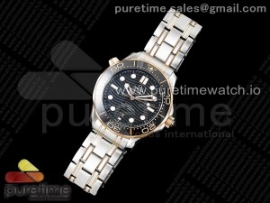 Seamaster Diver 300M SS/RG ORF 1:1 Best Edition Black Ceramic Black Dial on SS Bracelet A8800