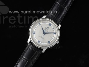 De Ville SS TWF 1:1 Best Edition Gray Dial Blue Markers on Black Leather Strap MIYOTA 9015