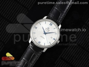 De Ville SS TWF 1:1 Best Edition Silver Dial Blue Markers on Black Leather Strap MIYOTA 9015