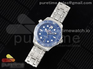 Seamaster Diver 300M SS Blue Ceramic Bezel HRF 1:1 Best Edition Blue Dial on SS Bracelet A2824