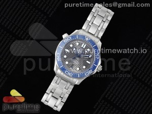 Seamaster Diver 300M SS Blue Ceramic Bezel HRF 1:1 Best Edition Gray Dial on SS Bracelet A2824