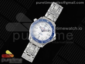 Seamaster Diver 300M ZF 1:1 Best Edition Blue Ceramic White Dial on SS Bracelet A8800