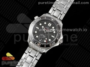 Seamaster Diver 300M SS Black Ceramic Bezel JVSF 1:1 Best Edition Black Dial on SS Bracelet A2824