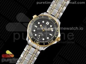 Seamaster Diver 300M SS/YG Black Ceramic Bezel JVSF 1:1 Best Edition Black Dial on SS/YG Bracelet A2824