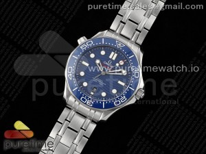 Seamaster Diver 300M SS Blue Ceramic Bezel JVSF 1:1 Best Edition Blue Dial on SS Bracelet A2824