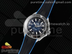 Seamaster 6000M Ultra Deep SS TF 1:1 Best Edition Blue Dial Black Ceramic Bezel on Black Rubber Strap A2824