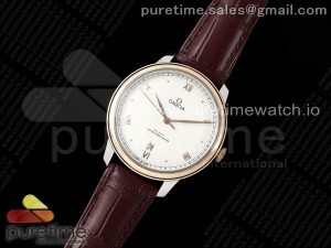 De Ville Date RG MKF 1:1 Best Edition White Dial Roman Marker on Brown Leather Strap A8800