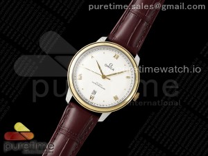 De Ville Date YG MKF 1:1 Best Edition White Dial Roman Marker on Brown Leather Strap A8800