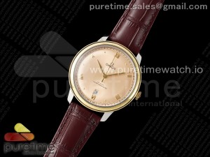 De Ville Date YG MKF 1:1 Best Edition Brown Dial Roman Marker on Brown Leather Strap A8800