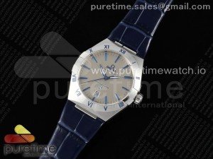Constellation 39mm SS ASWF 1:1 Best Edition Gray Dial on Blue Leather Strap A8800