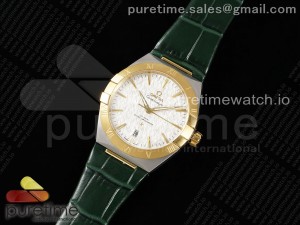 Constellation 39mm SS/YG ASWF 1:1 Best Edition White Dial on Green Leather Strap A8800