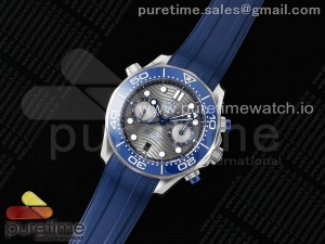 Seamaster 300m Chrono SS OMF 1:1 Best Edition Gray Dial on Blue Rubber Strap A9900