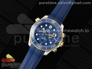 Seamaster 300m Chrono SS/YG OMF 1:1 Best Edition Blue Dial on Blue Rubber Strap A9900