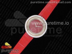 Possession Watch RG Red Dial Diamonds Bezel on Red Leather Strap Jap Quartz Movement