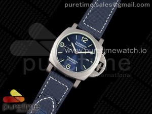 PAM1117 Titanium VSF 1:1 Best Edition Blue Dial on Blue Kevlar Composite Strap P.9010 Clone (Free leather strap)