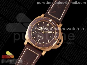 PAM968 V Bronzo ZF 1:1 Best Edition Brown Ceramic Bezel and Dial on Brown Calfskin Strap P.9010