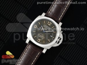 PAM1116 S TTF 1:1 Best Edition Dark Green Dial on Brown Leather Strap P9010