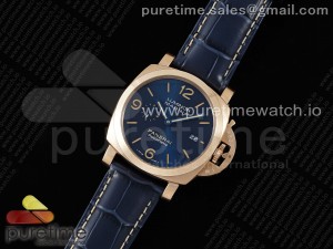 PAM1114 W VSF 1:1 Best Edition Blue Dial on Blue Leather Strap P.9010 Clone