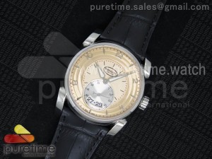 Tonda 39 QF SS Cream Textured Dial on Black Leather Strap A331
