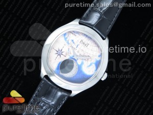 Emperador Coussin Moonphase Mythical Journey SS on Black Leather Strap A860P