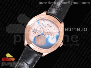 Emperador Coussin Moonphase Mythical Journey RG on Black Leather Strap A860P