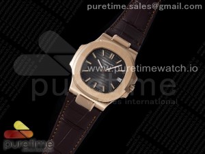 Nautilus 5711/1R RG 3KF 1:1 Best Edition Brown Textured Dial on Brown Leather Strap A324 Super Clone V2