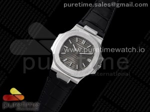 Nautilus 5711 SS 3KF 1:1 Best Edition Gray Textured Dial on Black Leather Strap A324 Super Clone V2
