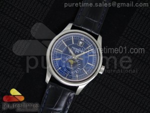 Classic 5205 Moonphase SS Blue Dial on Black Leather Strap Miyota 9015