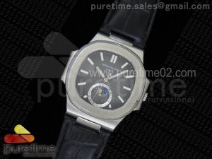 Nautilus 5726 SS Gray Dial on Black Leather Strap A324