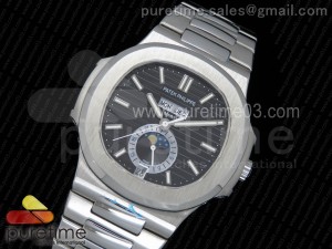 Nautilus 5726 Complicated SS Black Textured Dial on SS Bracelet A324