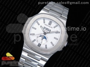 Nautilus 5726 Complicated SS KMF Best Edition White Textured Dial on SS Bracelet A324 V2